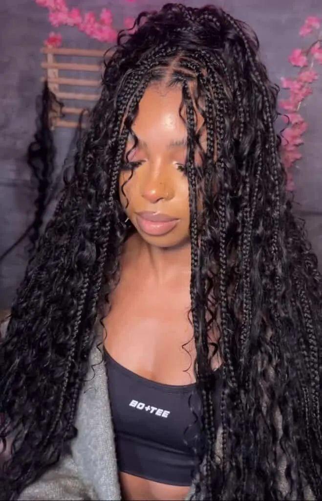 Boho braids hairstyle for oval face shape