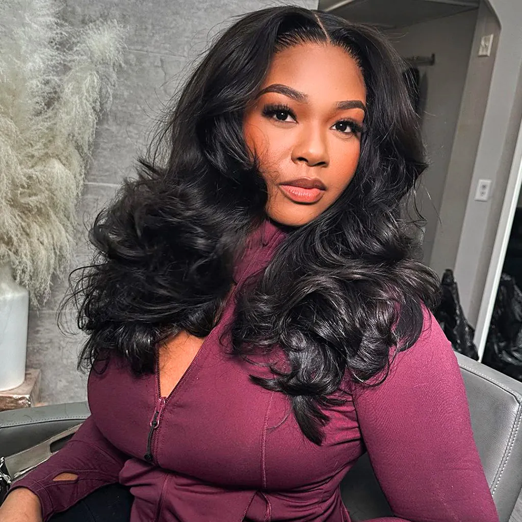 Long layered body wave wig hairstyle for oval face shape