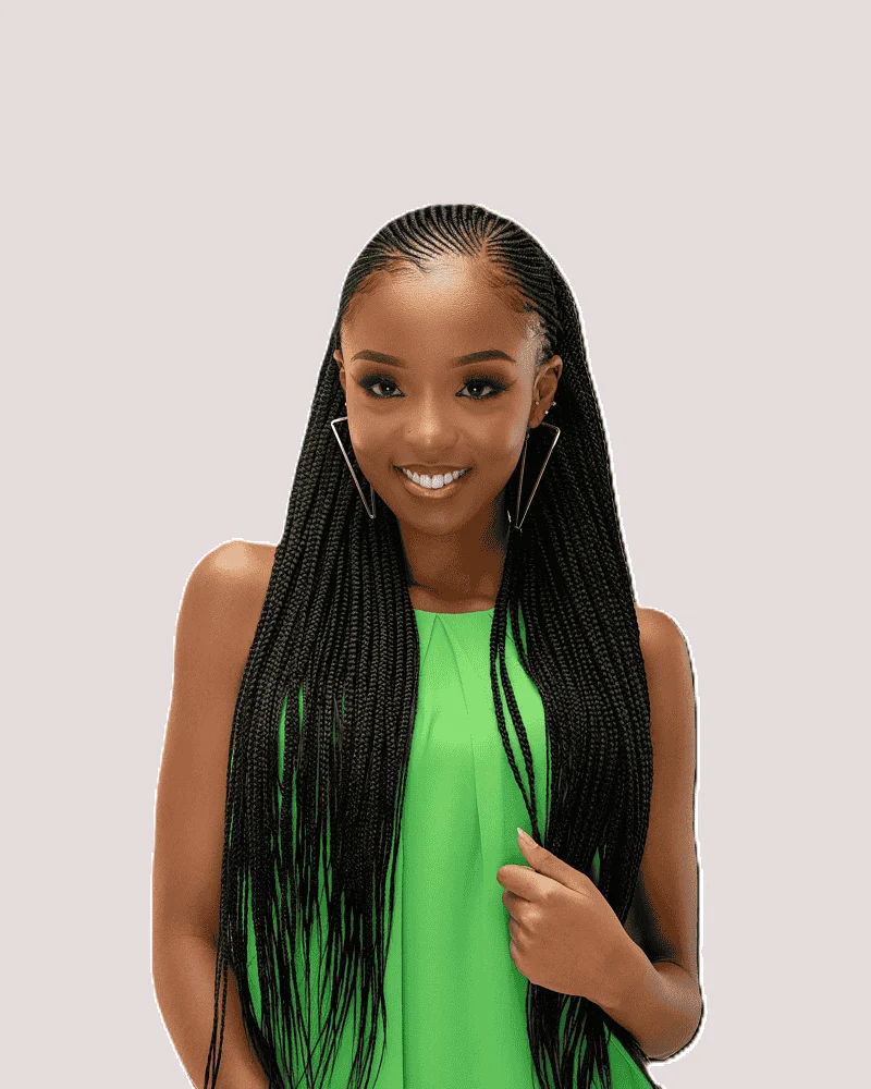 Fulani braids hairstyle for oval face shape
